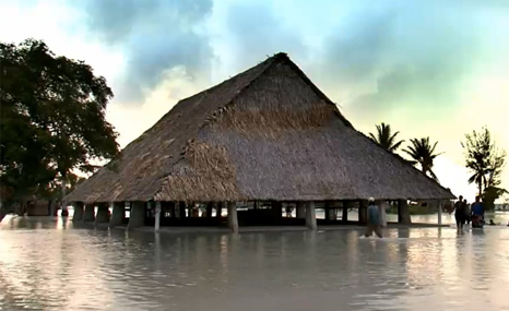 Small island nations face serious threats from sea level rise. Kiribati’s government has made preparations to evacuate the islands if sea levels exceed a manageable state. Picture courtesy of The Hungry Tide/Specialty Studios.